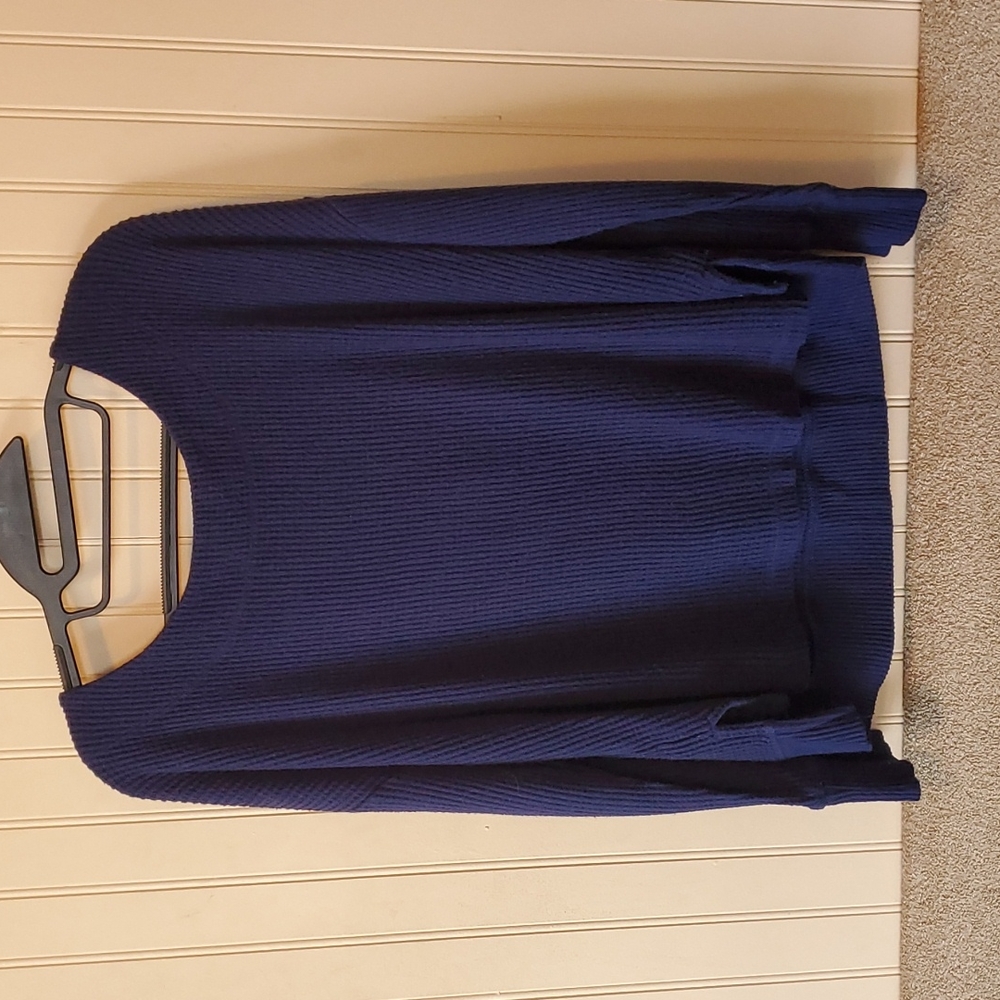 Anthropologie Saturday Sunday sweater waffle knit small navy blue long s…